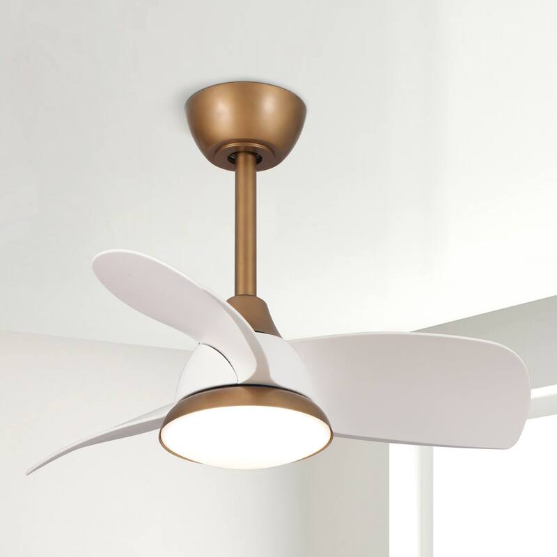 28" Black Modern Dimmable LED Ceiling Fan with Light and Remote - White