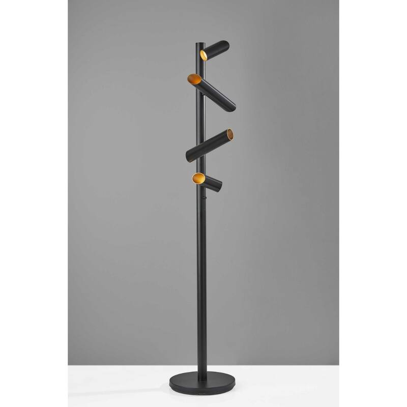 72 Inch Black LED Floor Lamp with 4 Adjustable Metal Cylinder Shades - 14" x 14" x 72"