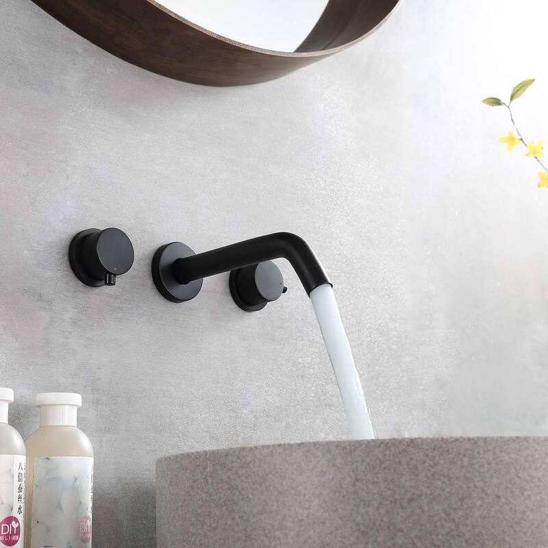 8 in W*8.23 D Solid Brass 2-Handle Wall Mounted Bathroom Sink Faucet