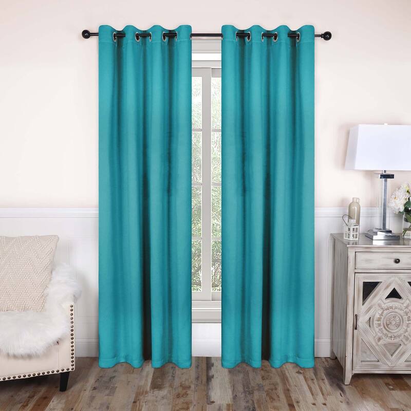 Superior Modern Solid Washable Room Darkening Blackout Curtains, Set of 2 Panels - 2PC- 52" x 108" - Aqua