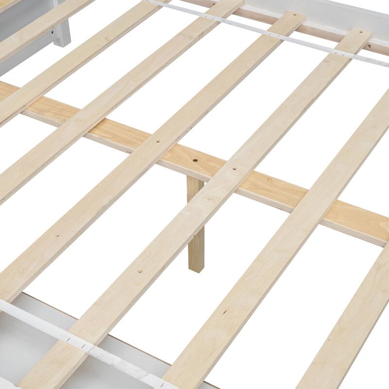 Full House Bed with Roof Frame, Bedside-shelves, Under Bed Storage Unit