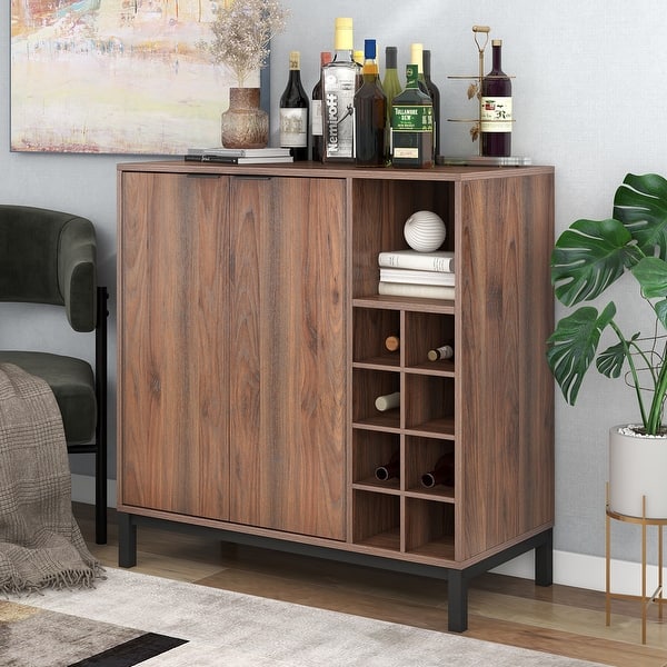 Merax Wood Buffet Sideboard with Storage Wine Racks Bed Bath & Beyond