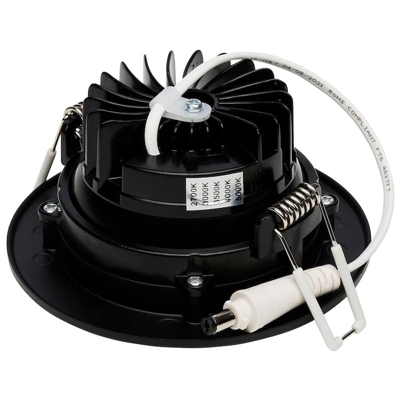12W LED Direct Wire Downlight Gimbaled 3.5In CCT Selectable Round Remote Driver Black 840L