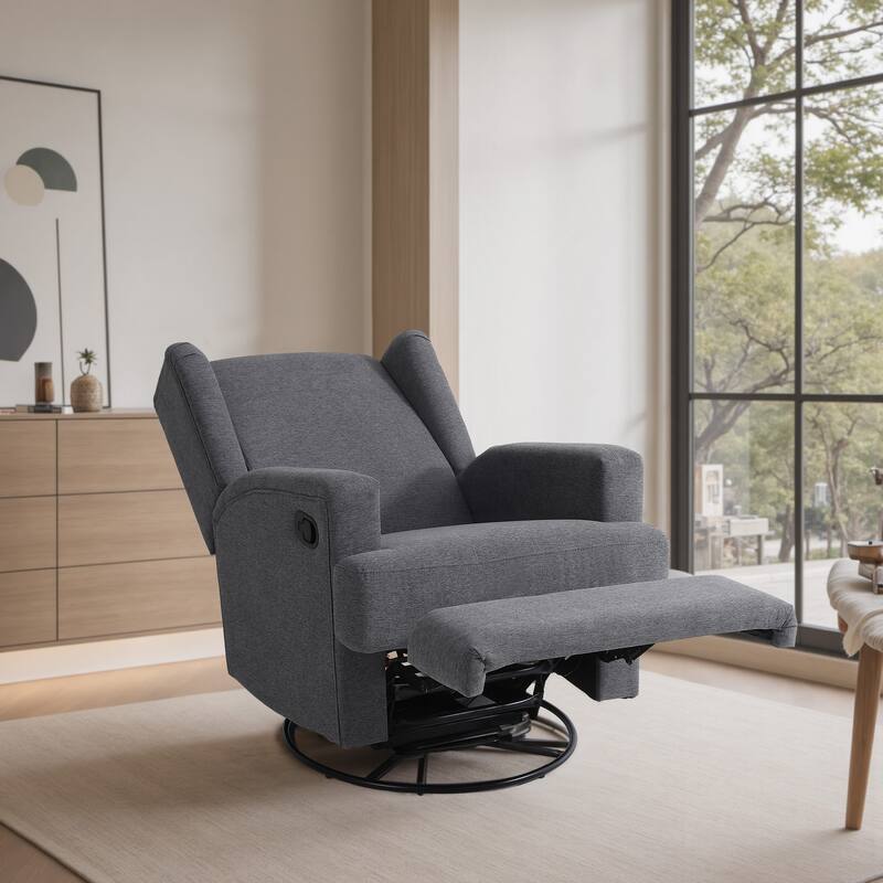 31'' W Wingback Manual Glider Swivel Rocker Recliner Nursery Chair