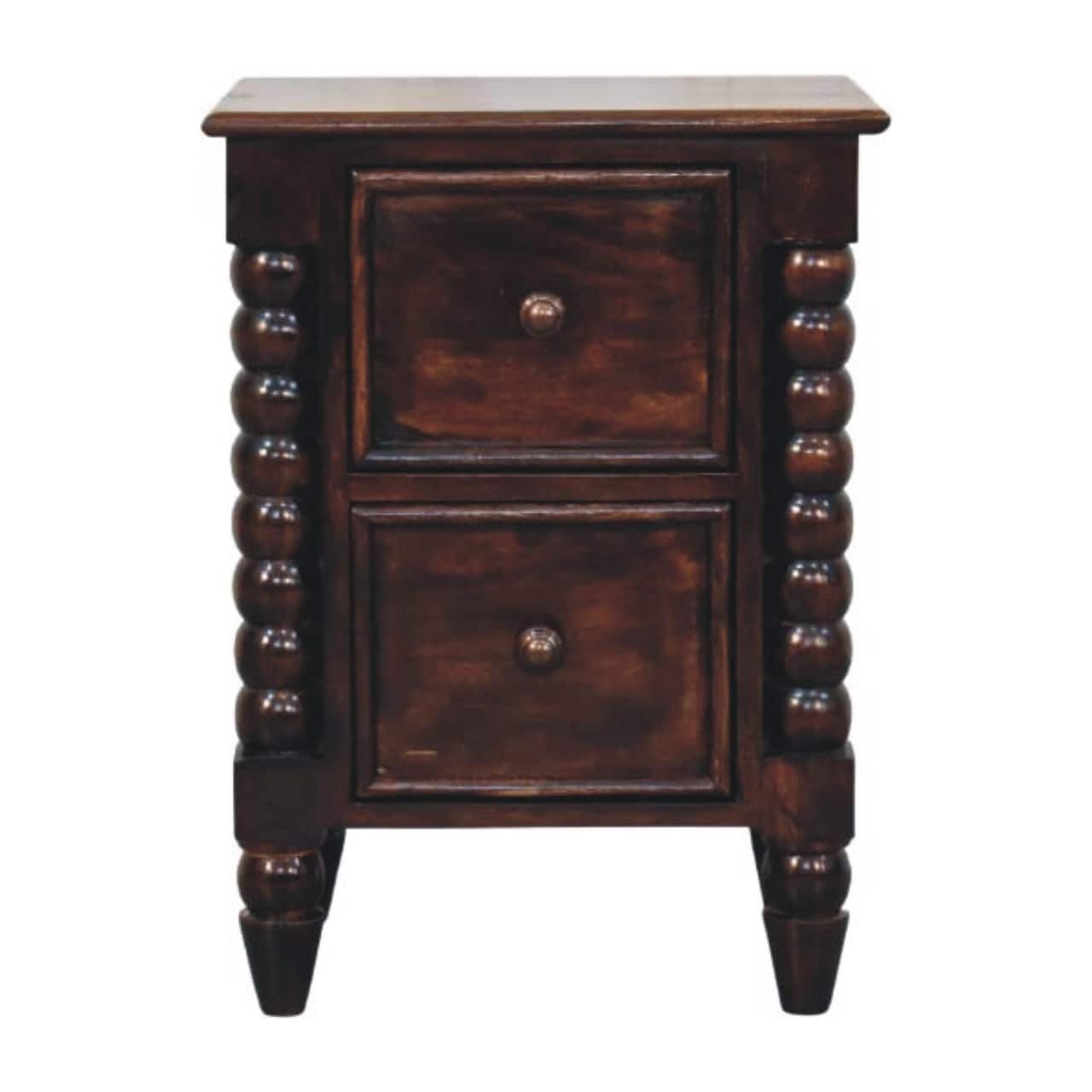 Artisan Furniture Solid Wood Spindle Duo Bedside,2 Drawers , Brown