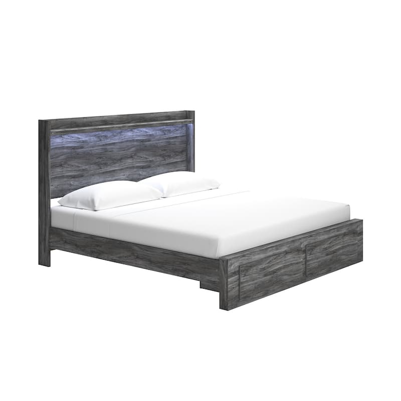 Baystorm Weathered Gray Panel Bed with Footboard Storage Drawers