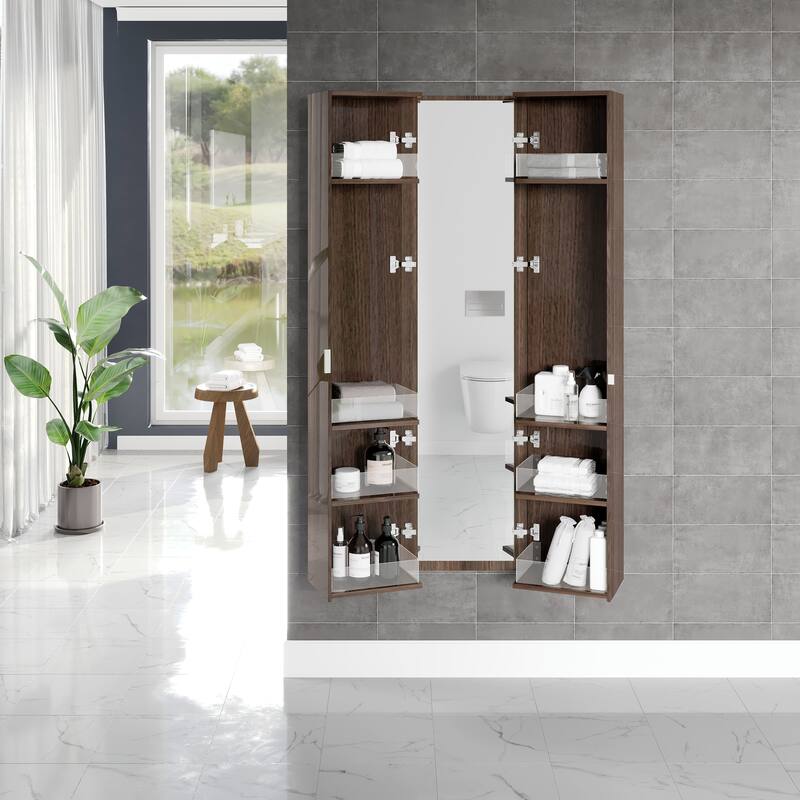 Eviva Luxurious 16"W x 16"D x 67"H Wall-Mounted Linen Cabinet