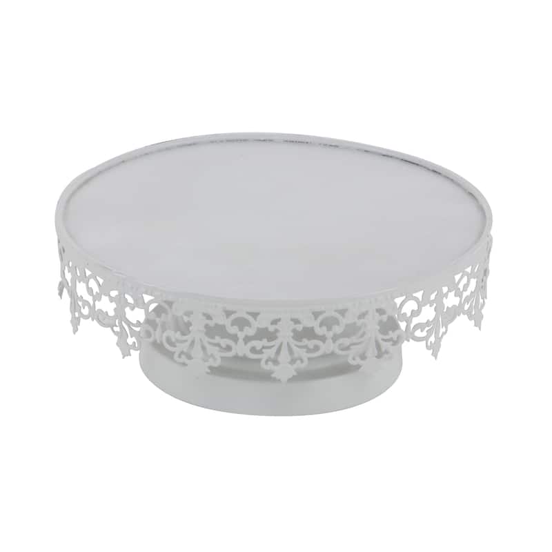 Metal Cake Stand with Pedestal Base - Set of 3 White - Roche River Decor - 13"W x 13"L x 4"H