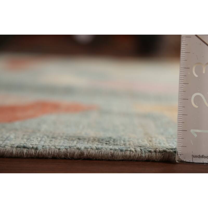 Light Blue Oushak Turkish Large Rug Handmade Vegetable Dye Wool Carpet - 10'3"x 14'0"