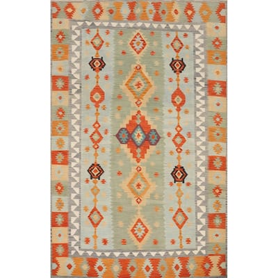 Hand Woven Oriental 100% Wool Carpet Southwestern Tribal Multi-Colored Kilim Area Rug - 11' 3'' X 8' 3''
