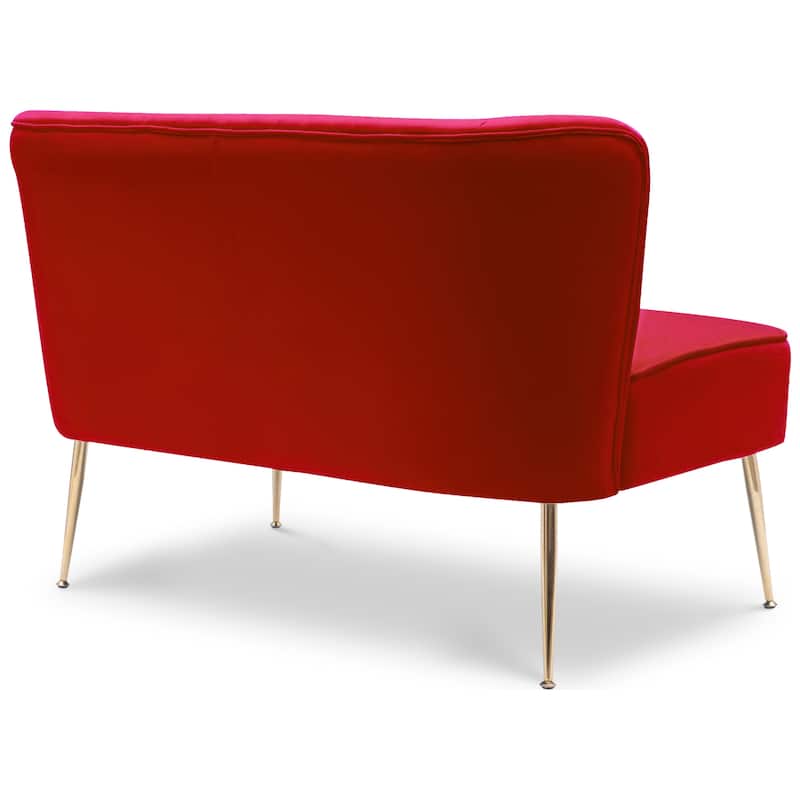 Farrah Upholstered Velvet Polyester 46" Wide Loveseat - Armless/ Scalloped Back