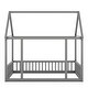 preview thumbnail 31 of 52, House Floor Bed with House Roof Frame and Safety Guardrails, Twin/Full Size Wooden Floor Montessori Bed House Bed for Kids