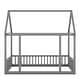 preview thumbnail 27 of 25, Wooden Floor Bed with House Roof Frame and Safety Guardrails,Twin/Full Size