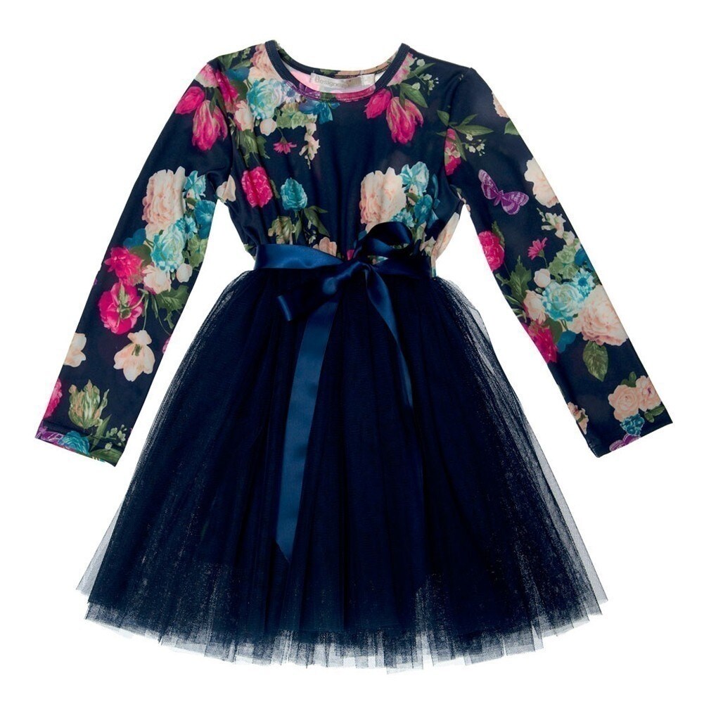Shop Designer Kidz Girls Navy Floral Butterfly Print Stella Tutu
