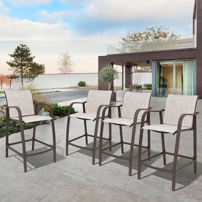 VredHom Outdoor Aluminum Bar Stool Set (Set of 4) - 21.7 '' L x 25.6 '' W x 43.7 '' H