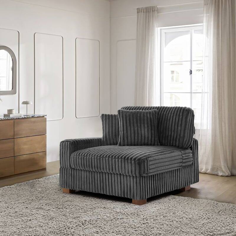 Cotton Flannel Armchair Sofa Corner Chairs for Living Room - Grey - Armchair Left