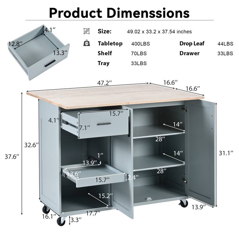 MDF Kitchen Cart with Towel Rack and Spice Rack and Drawer