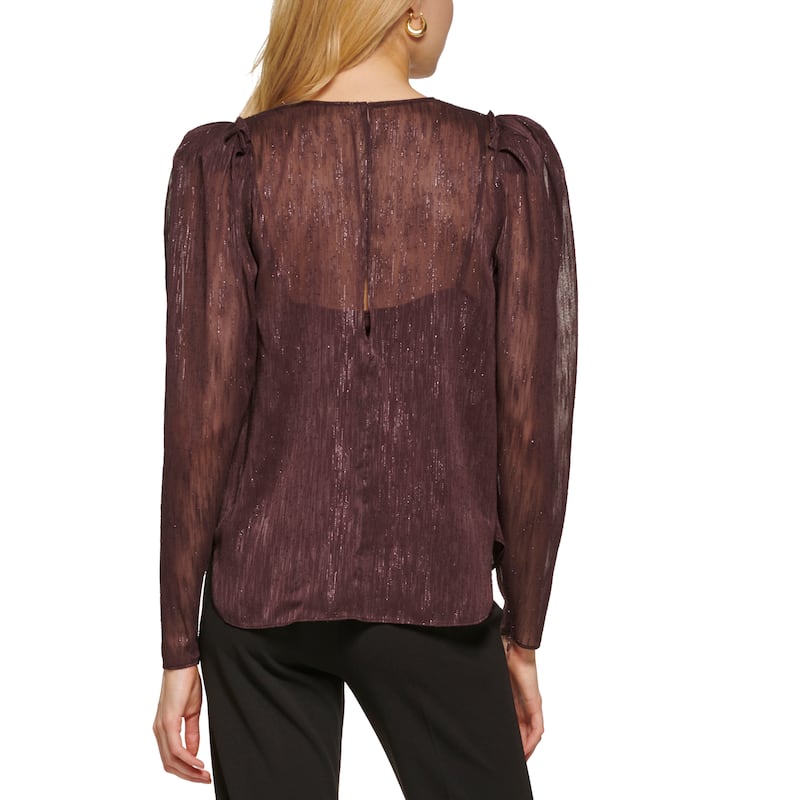 DKNY Semi-Sheer Puff Sleeve Blouse