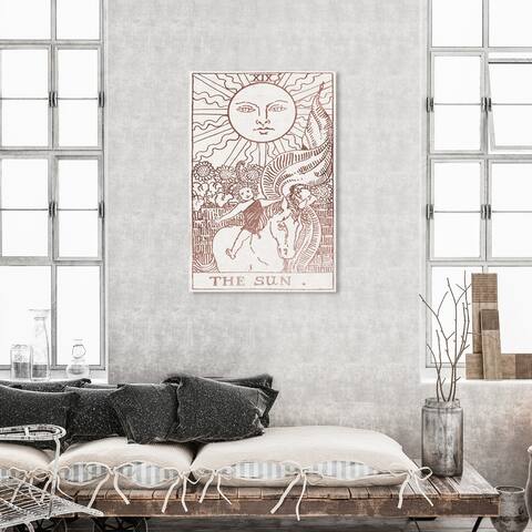 Oliver Gal 'Sun Tarot Rose Gold' Astronomy and Space Wall Art Canvas Print Zodiac - Pink, White