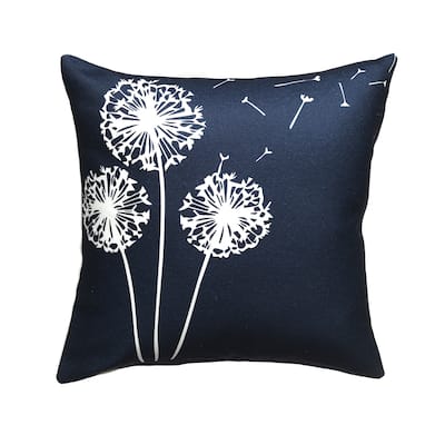 Dandelion Indoor Outdoor Decorative Pillow - Navy (20" x 20")