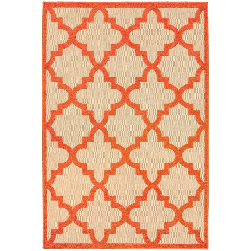Style Haven Cara Mixed Pile Quatrafoil Lattice Indoor/ Outdoor Area Rug