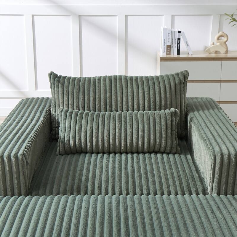 75-Inch Corduroy Removable footrest Sponge Sofa