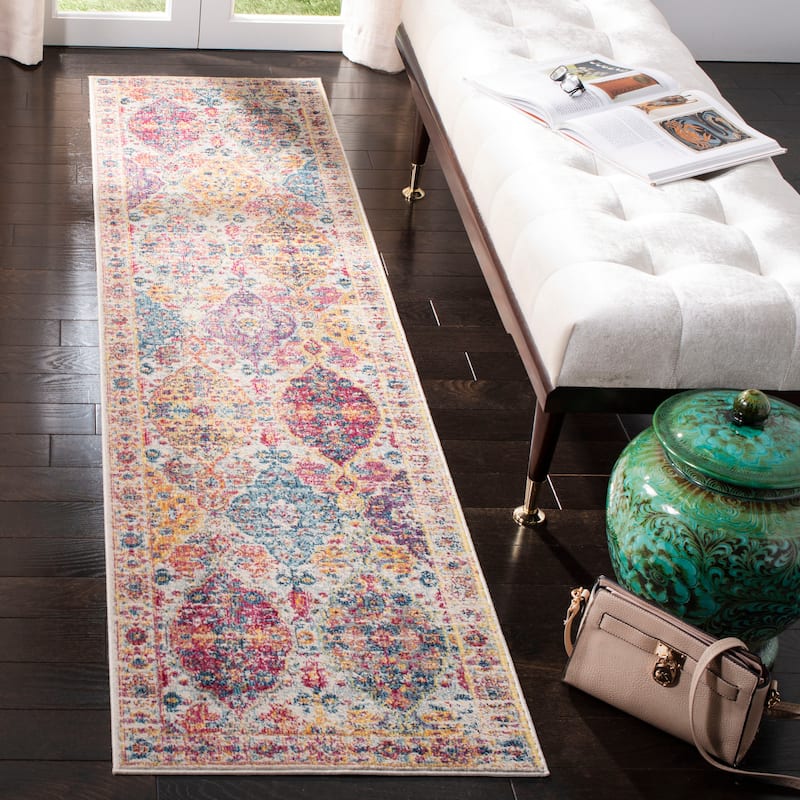 SAFAVIEH Merlot Joann Boho Oriental Rug - 2' x 10' Runner - Cream/Multi
