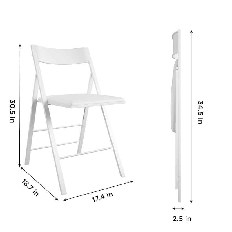 COSCO Modern Slim Line Vinyl Padded Folding Chair, 2-Pack