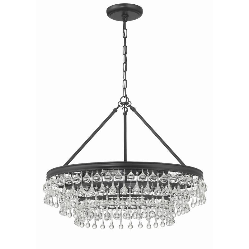 Calypso 6 Light Matte Black Chandelier - 25"W x 19.75"H x 25"D