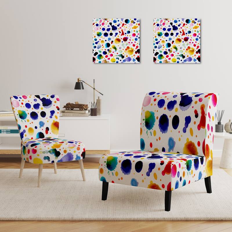 Designart "Splach Of Color" Upholstered Patterned Accent Chair and Arm Chair