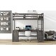 preview thumbnail 5 of 22, Twin Loft Bed with U-shaped Desk, Drawers, Shelves,Cabinet, Kids Bed Frame with Multiple Storage & Guardrails, Antique Brown