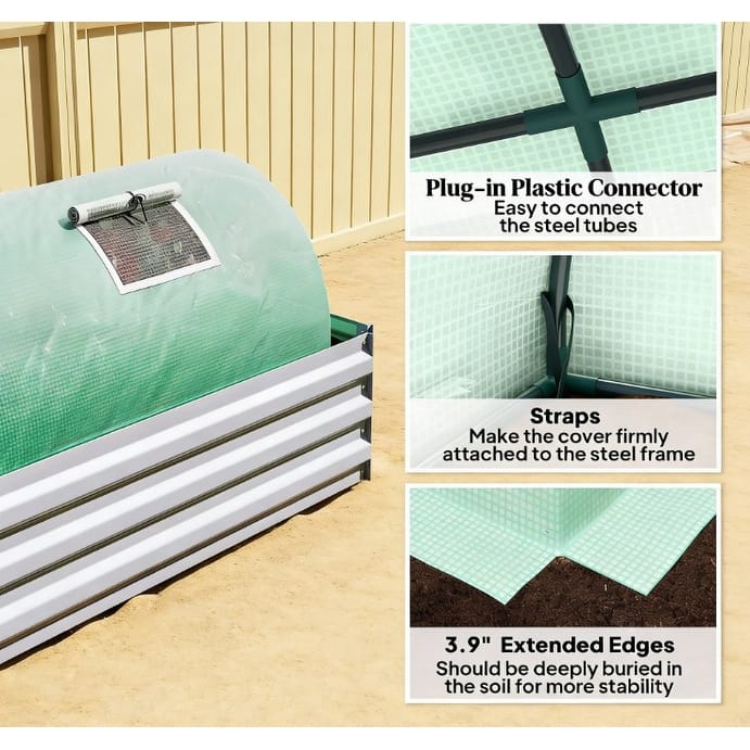 GDFStudio Outdoor Kael Compact Mini Greenhouse with Steel Frame and PE Cover - Green