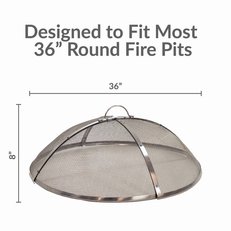 Sunnydaze Round Stainless Steel Fire Pit Spark Screen - 36" Diameter