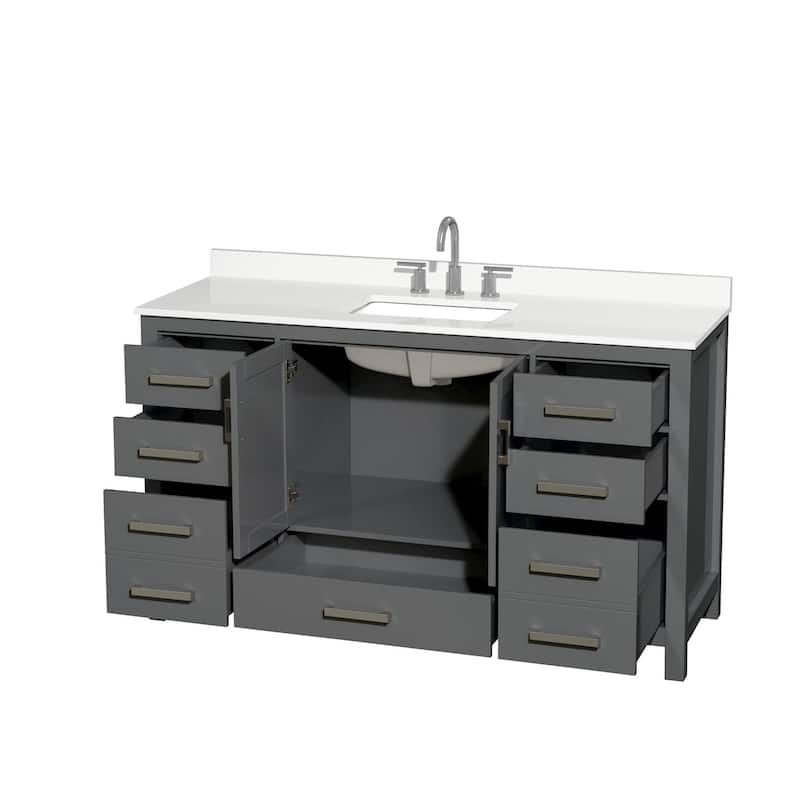 Wyndham Collection WCS141460S-QTZ-US3MXX Sheffield 60" Free Standing