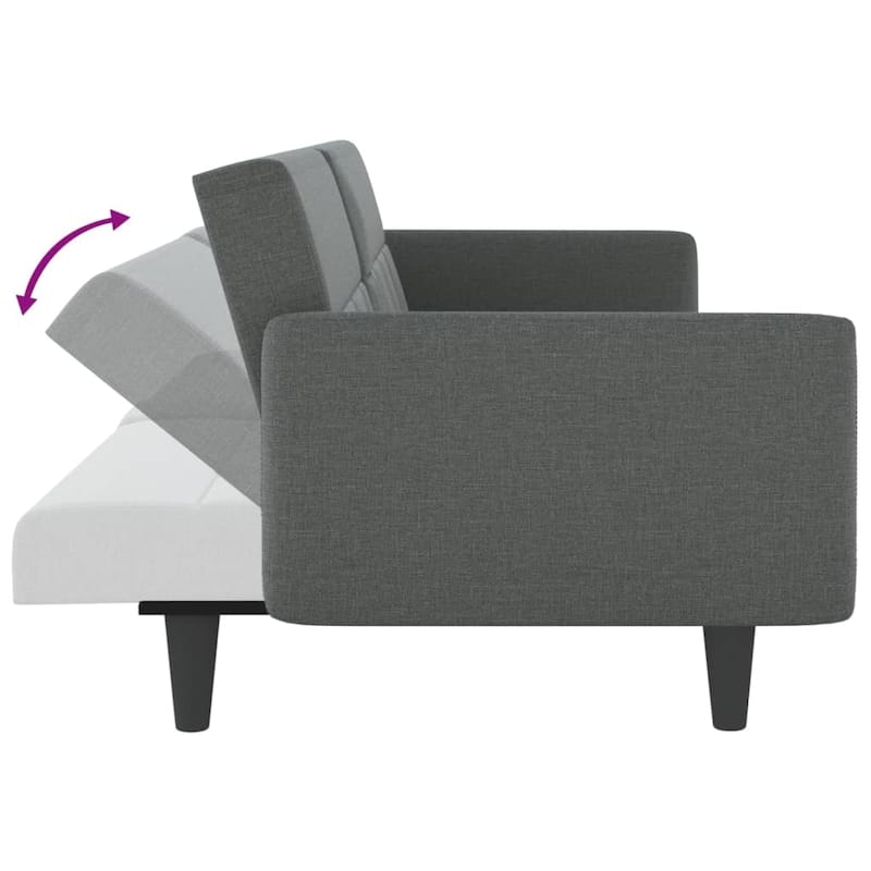 vidaXL Sofa Bed with Cup Holders Black Fabric - 86.6" x 35" x 27.6"