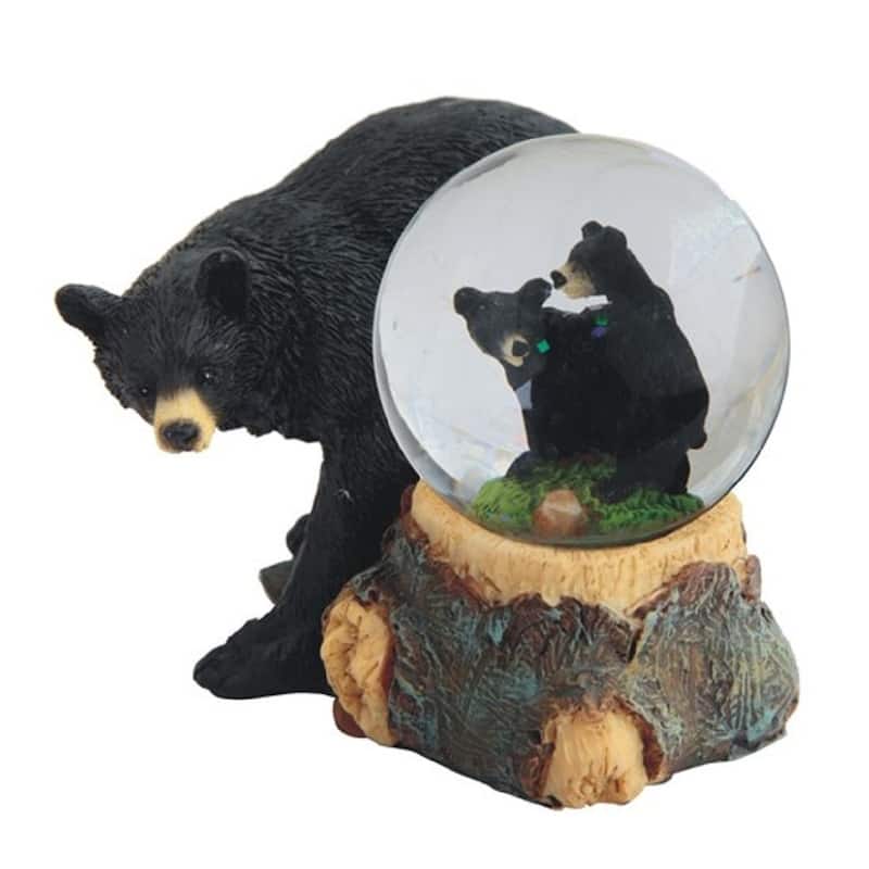Q-Max 3.5"H Black Bear Glitter Snow Globe Decoration Figurine