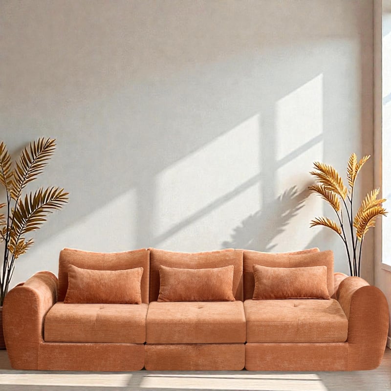 Modular Cloud Sofa, Convertible Folding Sofa Bed, 3-Seat Cushioned Sectional Couch for Living Room Bedroom