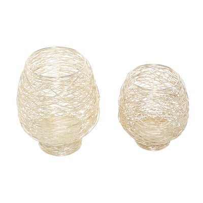 Metal Tealight Decorative Candle Lantern - Set of 2 Gold - CosmoLiving by Cosmopolitan - 11"W x 11"L x 13"H