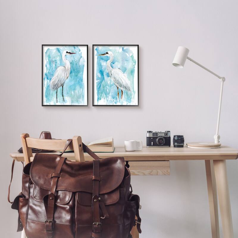 Stupell Nautical Crane Pair White Beach Birds Blue Sky 2pc Multi Piece Framed Wall Art Set
