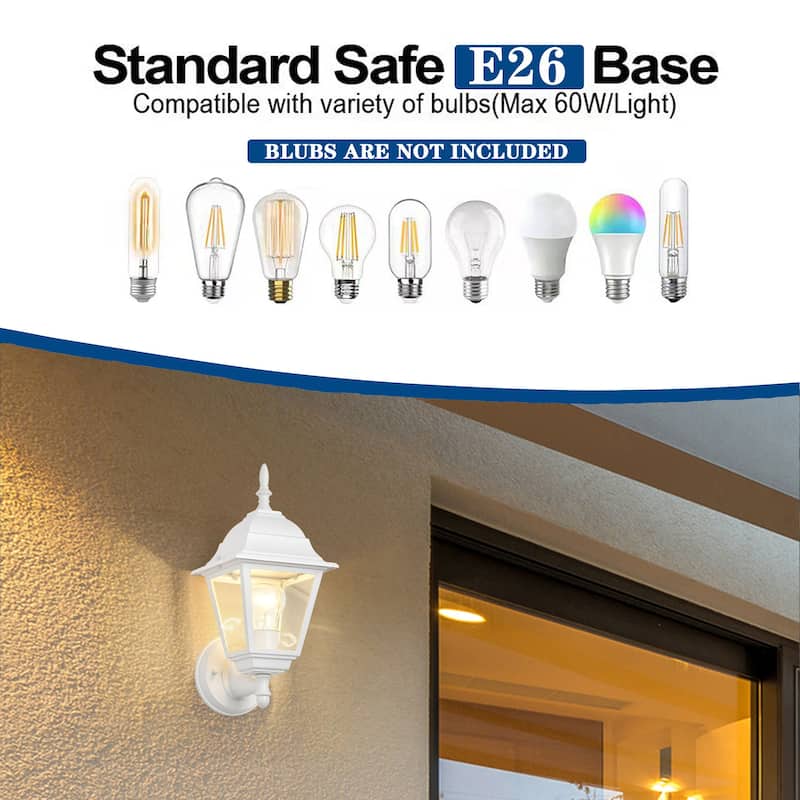Outdoor Wall Light Fixture Black White Wall Sconces Porch Light 2 Pack