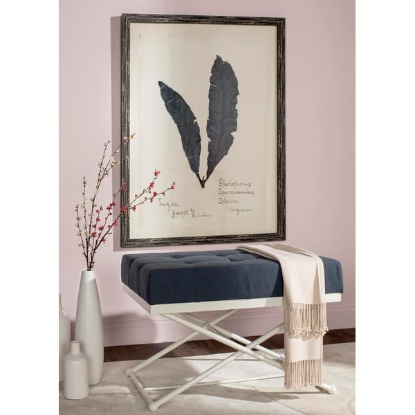 slide 2 of 6, SAFAVIEH Cara Navy/ Cream Bench - 33" x 21" x 22"