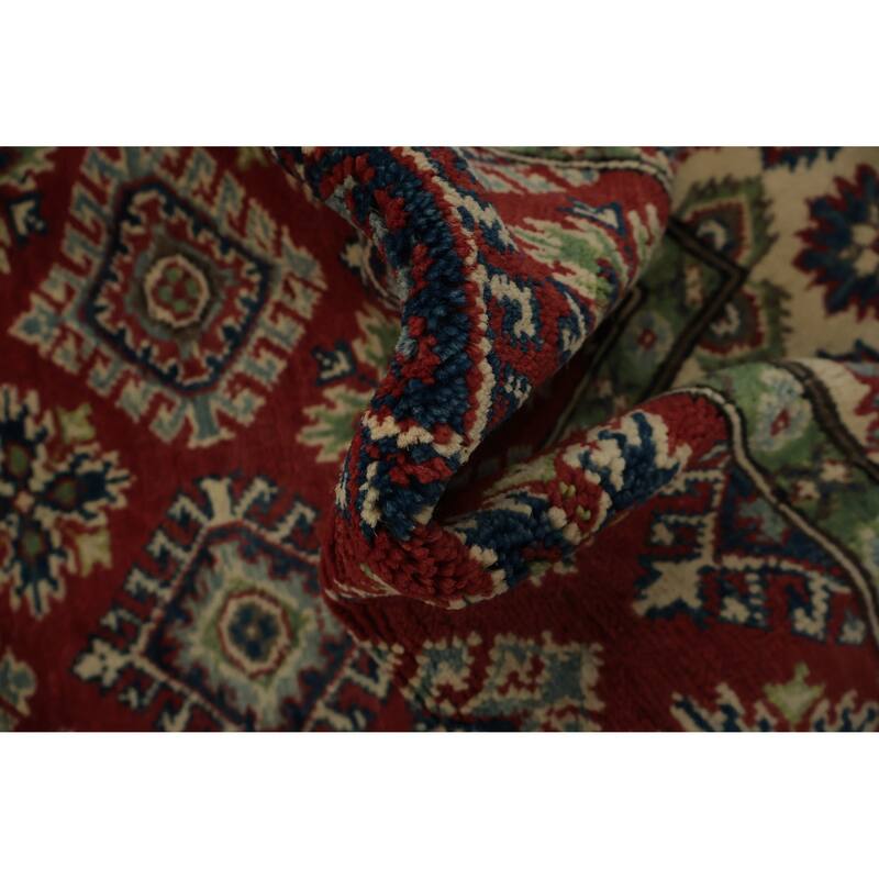 Hand Knotted Oriental 100% Wool Carpet Traditional All-Over Red Kazak Area Rug - 5' 11'' X 4' 2''
