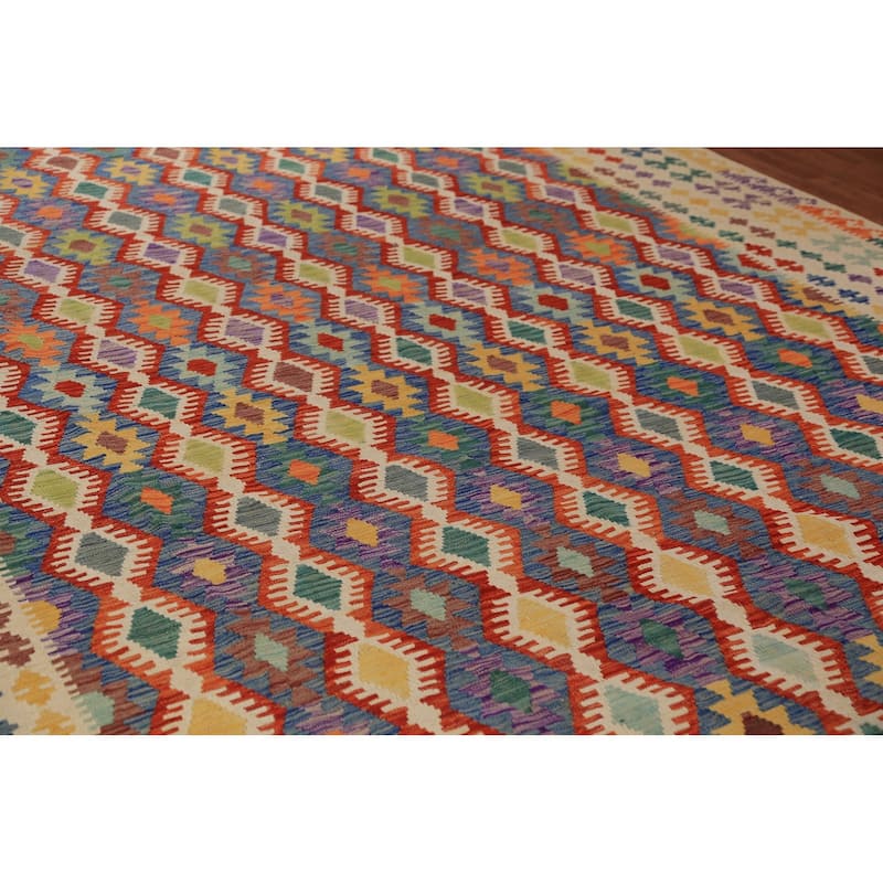 Kilim Oriental Large Rug Hand-Woven Tribal Wool Carpet - 10'1"x 15'11"