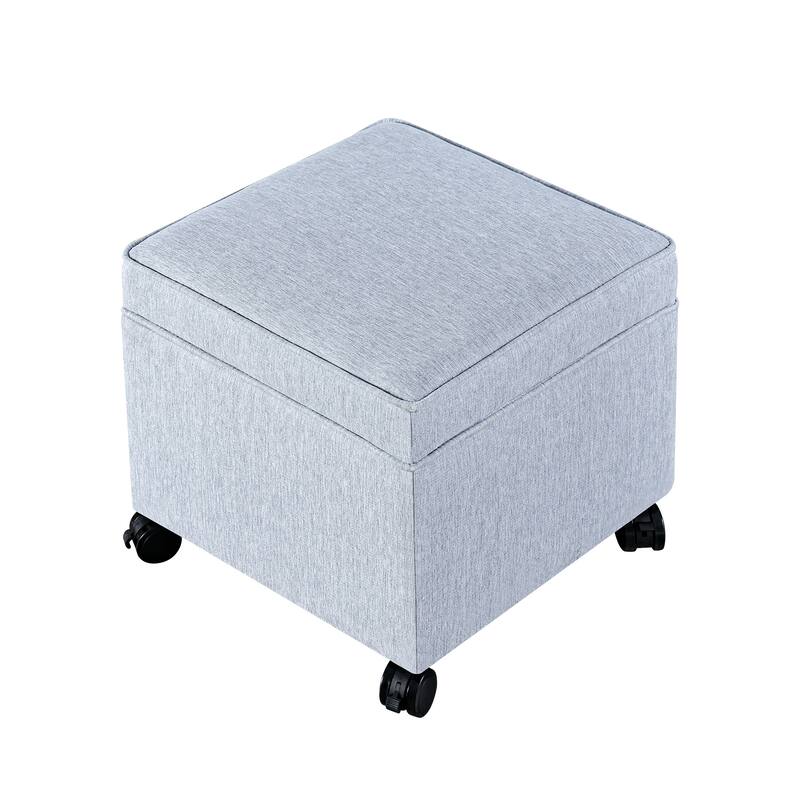Adeco Square Storage Ottoman 17 inch Footstool