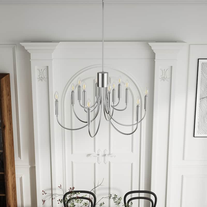 Classic Industrial 12-Light Iron Candle Chandelier for Dining Room Kitchen Island