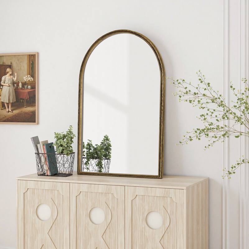 Gold Arched Wall Mirror - Bathroom Vanity & Home Decor