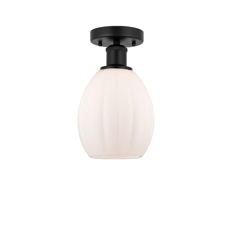 Innovations Lighting Eaton - 1 Light 6" Semi-Flush Mount - Matte White/Matte Black