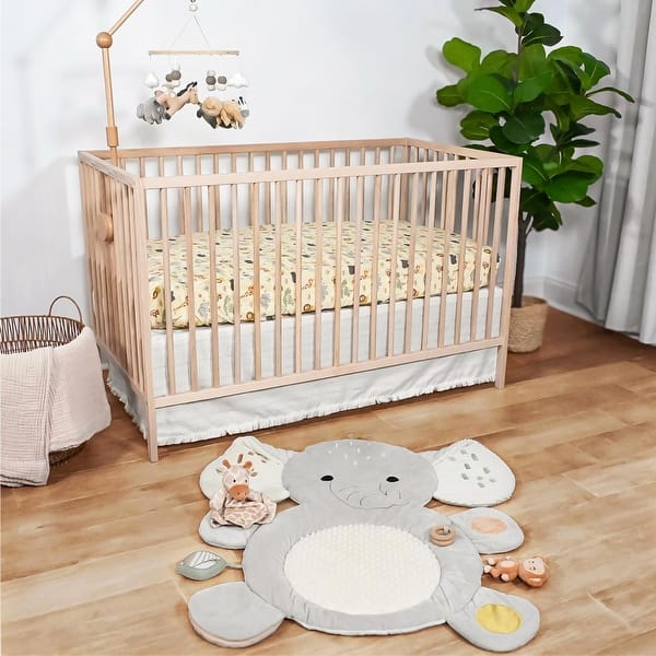 slide 2 of 5, The Peanutshell Elephant Safari Crib Bedding, Tummy Time Mat & Security Blanket Set, 4-Piece Set