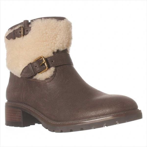 Coach Gabriella Shearling Top Ankle Boots, Chestnut/natural - 6.5 us