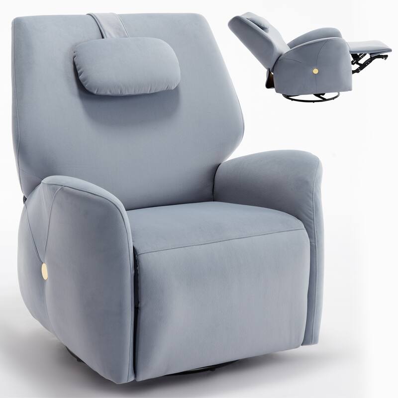 Swivel and Rocker Power Recliner Chair with Lumbar and Neck Support Pillow, Max Swivel Degree 270°, USB and Type-C Ports